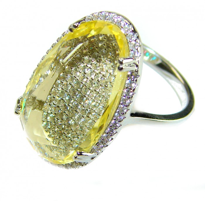 Golden Treasure 12.5 carat Citrine .925 Sterling Silver Handcrafted Ring size 8 - Side view of Golden Treasure Citrine ring in .925 Sterling Silver