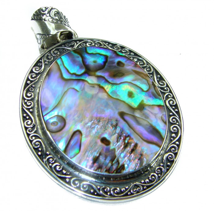 Gift of the Sea Natural Rainbow Abalone .925 Sterling Silver handmade Pendant - photo 1