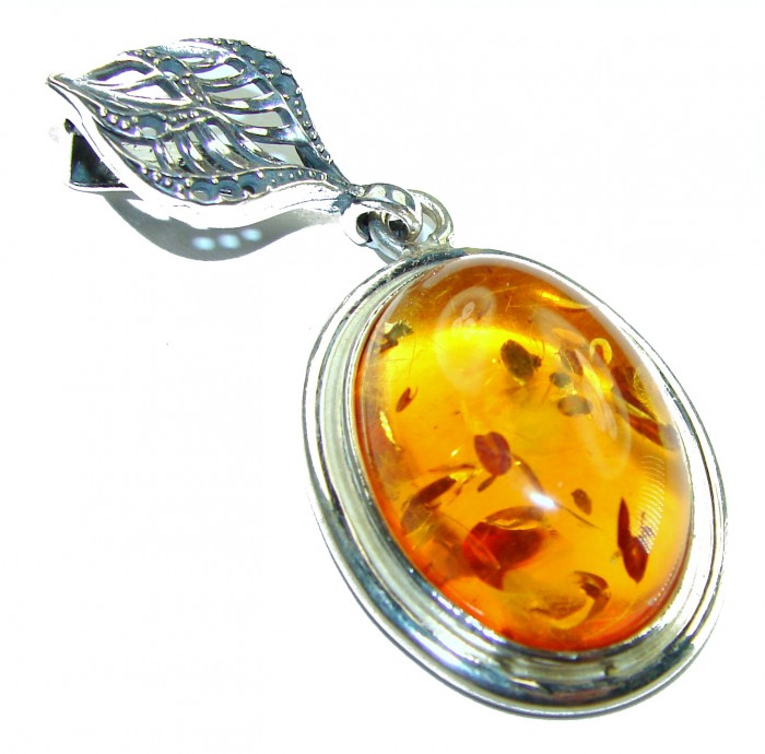 Excellent Baltic Amber .925 Sterling Silver entirely handcrafted PENDANT - photo 1