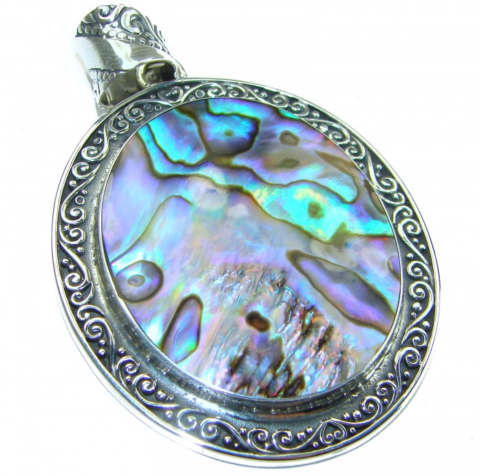 Gift of the Sea Natural Rainbow Abalone .925 Sterling Silver handmade Pendant - photo 2