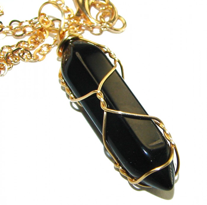 Bohemian Style genuine Onyx 10K Gold over .925 Sterling Silver handcrafted Necklace - photo 1