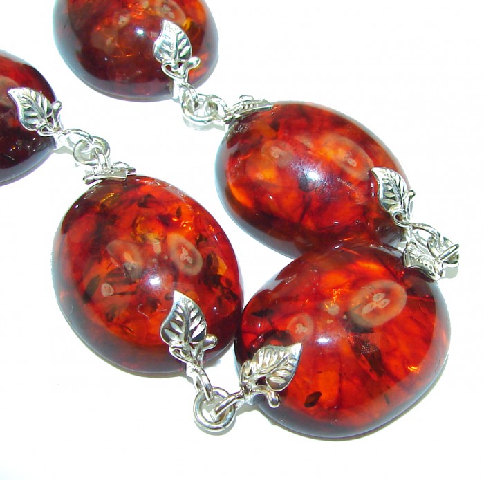 Cognac Color Beautiful Amber .925 Sterling Silver handcrafted Bracelet - photo 2