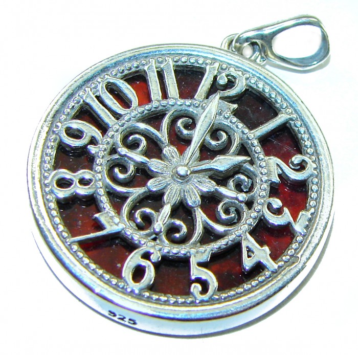 Magic Watch Authentic Golden Baltic Amber .925 Sterling Silver beautifully handcrafted Pendant - photo 4