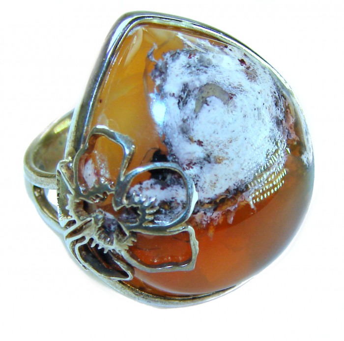 Arizona Sunset best quality 15.5 carat Mexican Opal .925 Sterling Silver handmade ring 7 adjustable - photo 3