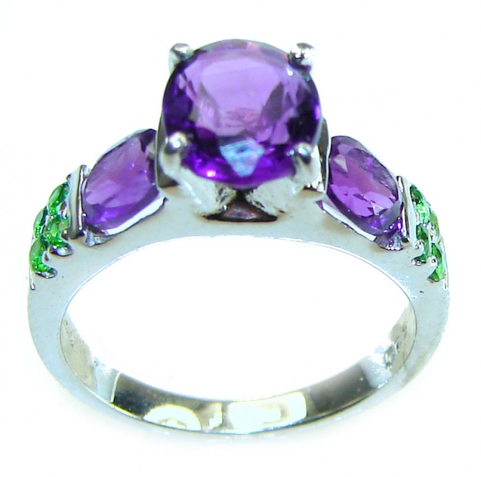 Stephani 0.9 carat African Amethyst Sapphire .925 Sterling Silver Handcrafted Ring size 5 - photo 3