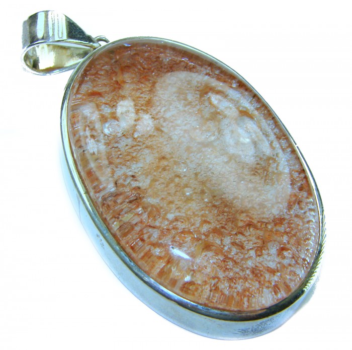 MASSIVE Incredible authentic 60.5 grams Phantom Quartz .925 Sterling Silver handmade pendant - Close-up of phantom quartz pendant with silver setting.