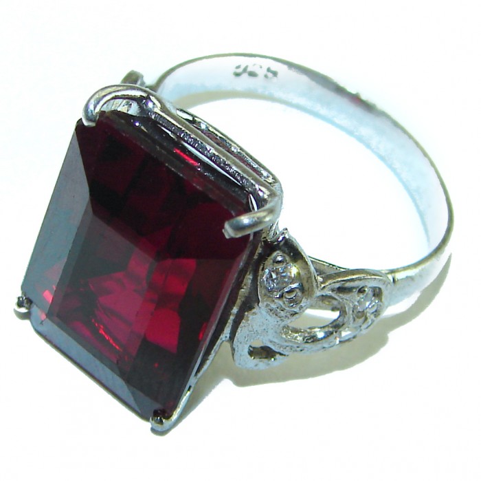My Love - Red Brilliance 11.5 carat Red Topaz .925 Silver handcrafted Cocktail Ring s. 7 - photo 2