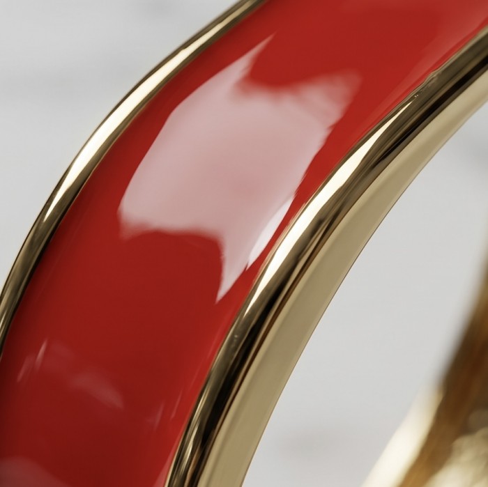Lovely Red Enamel Vintage style Luxurious Golden Hinge Bangle Bracelet - photo 3