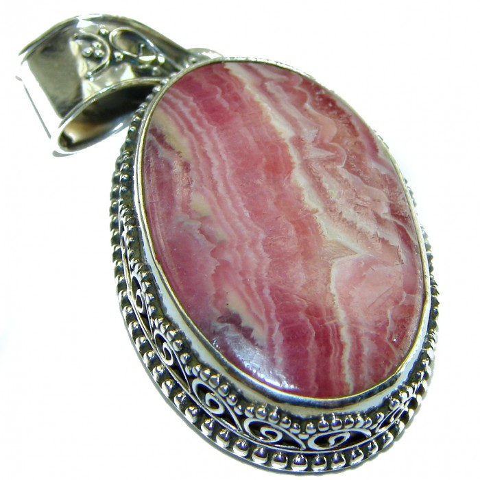 Genuine Argentinian Rhodochrosite .925 Sterling Silver handmade Pendant - photo 1