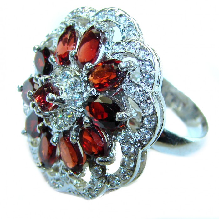 Carmen authentic 10.5 carat Garnet .925 Sterling Silver handcrafted Ring size 6 1/2 - photo 1