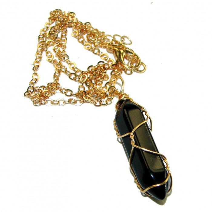 Bohemian Style genuine Onyx 10K Gold over .925 Sterling Silver handcrafted Necklace - photo 3