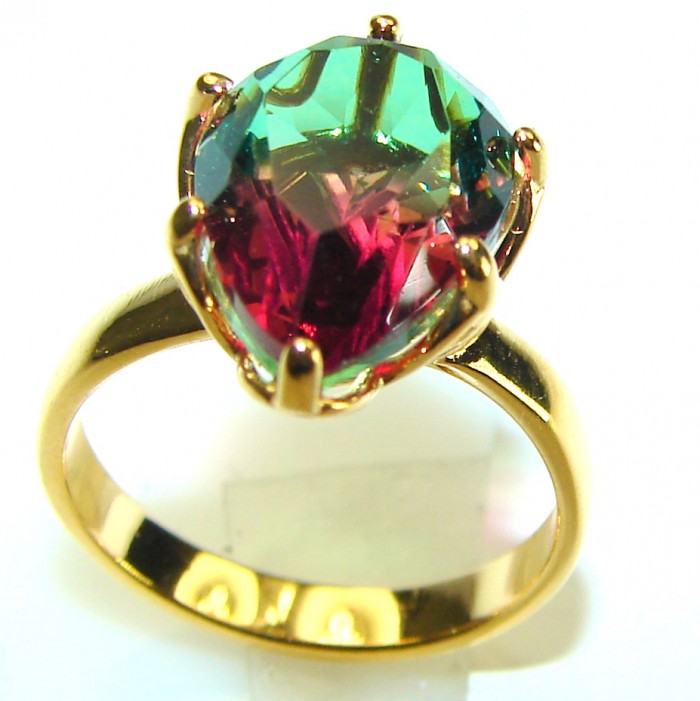 7.9 carat pear cut Brazilian Tourmaline 14K Gold over .925 Sterling Silver Perfectly handcrafted Ring s. 6 1/4 - photo 3