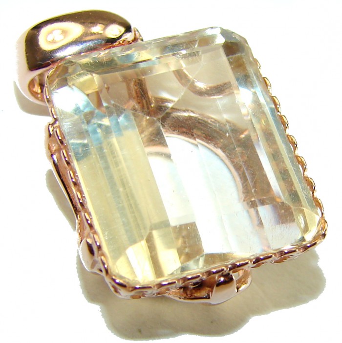 10.3 carat Lemon Quartz 14K Gold over .925 Sterling Silver handcrafted pendant - photo 3