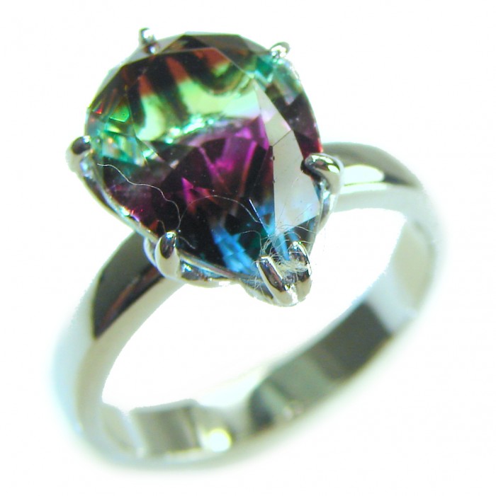 8.8 carat Brazilian Tourmaline .925 Sterling Silver Perfectly handcrafted Ring s. 8 - Close-up of 8.8 carat Brazilian Tourmaline ring in sterling silver.