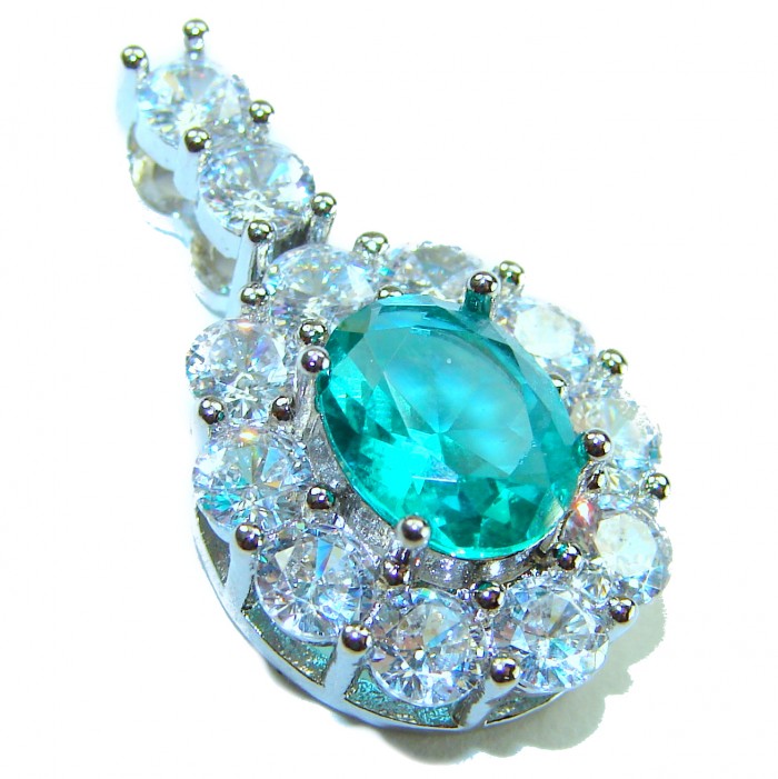 Divine Beauty 8.5 carat Aquamarine .925 Sterling Silver handcrafted pendant - Close-up of 8.5 carat aquamarine pendant in sterling silver setting.