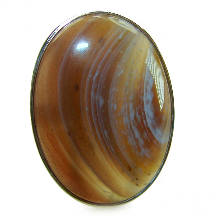 Sahara Dune Top Quality Botswana Agate .925 Sterling Silver handcrafted Ring s. 8 adjustable - Close-up of Botswana Agate stone in .925 Sterling Silver setting