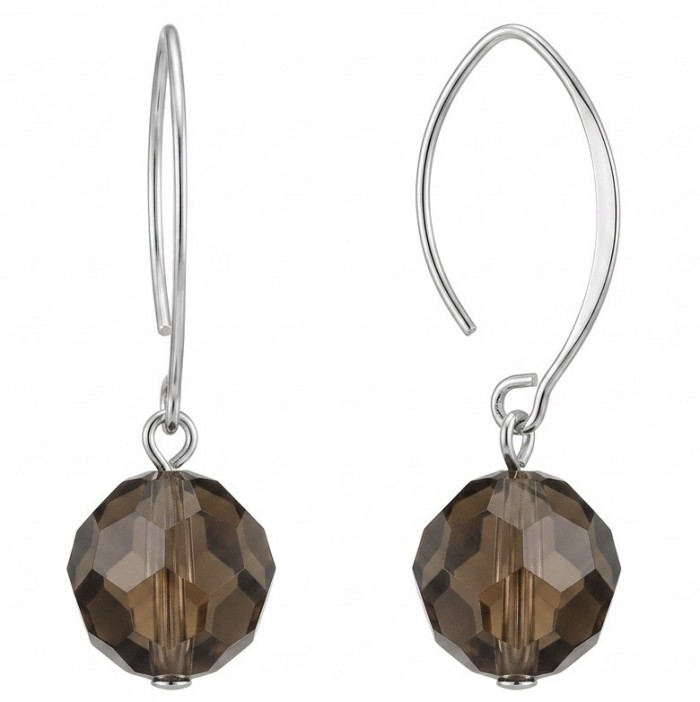 Luxurious Style Smoky Topaz .925 Sterling Silver handmade Earrings - Smoky Topaz Sterling Silver Earrings, side view.