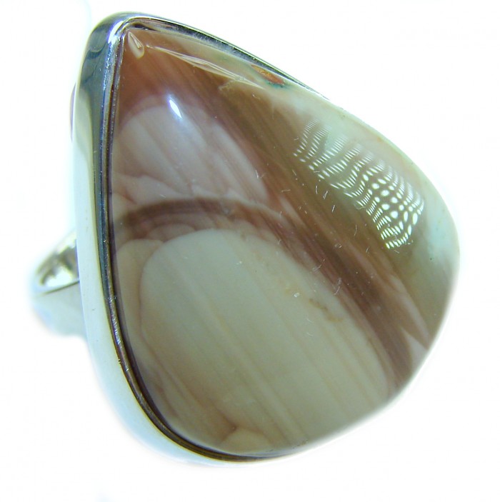 Authentic Morrisonite .925 Sterling Silver handcrafted ring size 8 adjustable - Close-up of Morrisonite stone on .925 Sterling Silver ring.