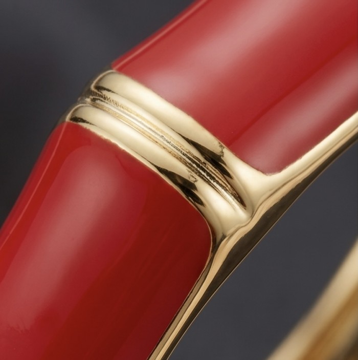 Red Enamel Vintage style Luxurious Golden Hinge Bangle Bracelet - photo 2