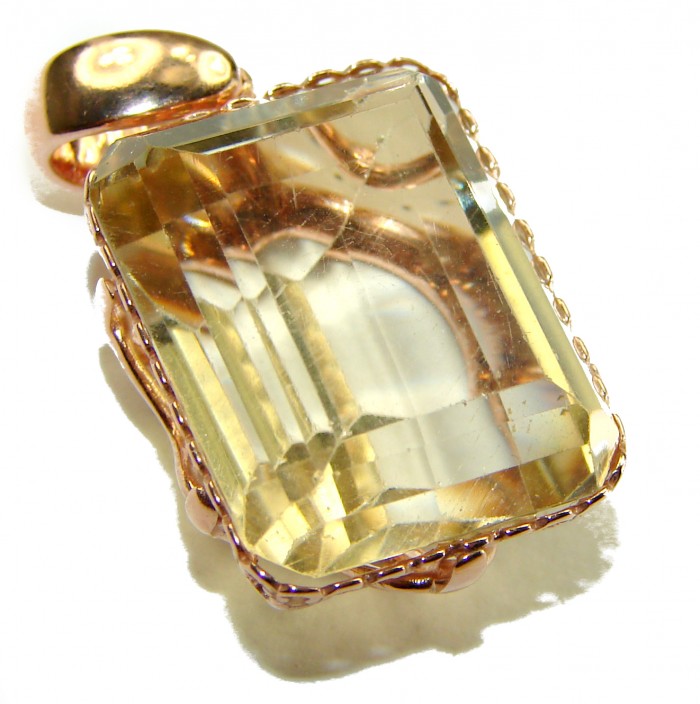 11.3 carat Lemon Quartz 14K Gold over .925 Sterling Silver handcrafted pendant - photo 3