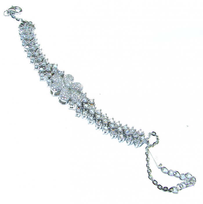 Precious genuine 35.9 carat White Topaz .925 Sterling Silver handcrafted .925 Sterling Silver Bracelet - photo 2