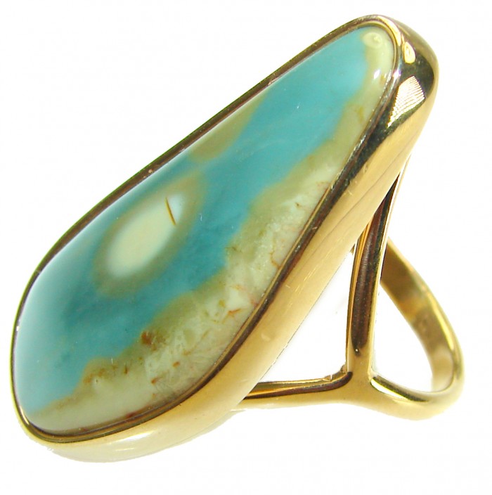 Genuine Top quality Imperial Jasper 14K Gold over .925 Sterling Silver handcrafted ring s. 10 - Side view of Imperial Jasper ring in 14K gold over sterling silver.