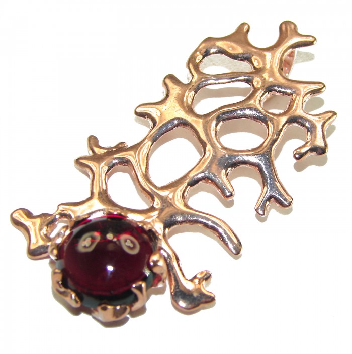 Ocean Reef Garnet 14K Gold over .925 Sterling Silver handmade pendant - photo 2
