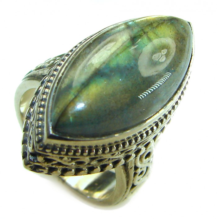 Magic Night Natural Labradorite .925 Sterling Silver handcrafted ring size 6 - photo 1
