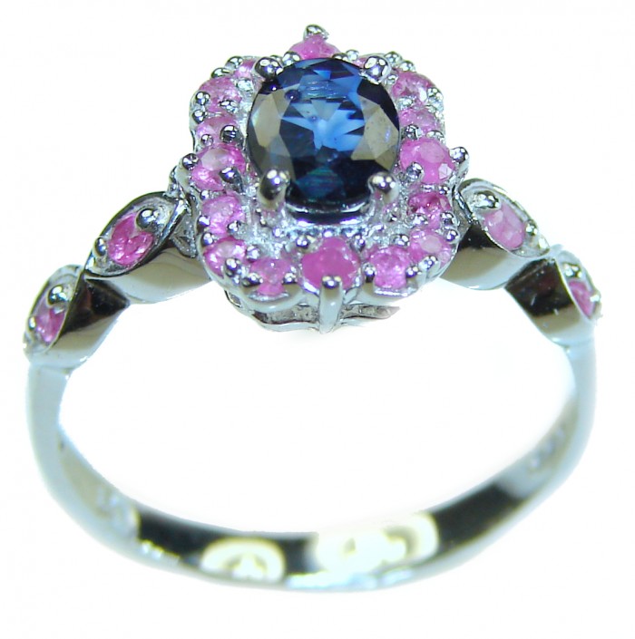 Fiesta 1.5 carat Oval cut Sapphire .925 Sterling Silver handcrafted ring; s. 8 - photo 2