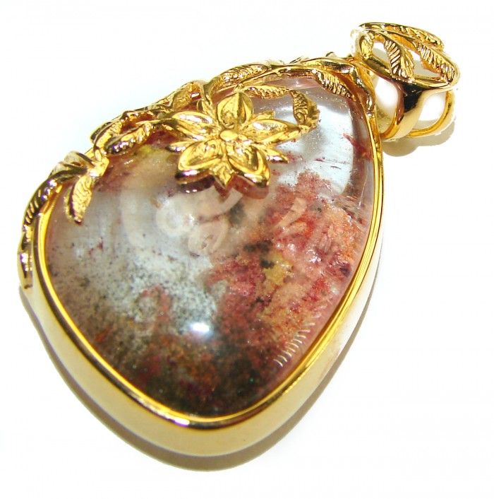 Incredible authentic Phantom Quartz 18K Gold over .925 Sterling Silver handmade pendant - photo 3