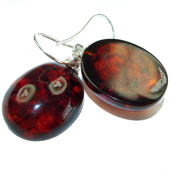 Baltic Polish Amber .925 Sterling Silver Earrings - photo 1