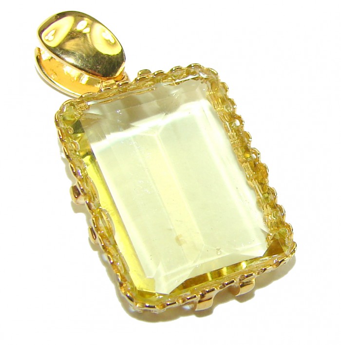10.3 carat Lemon Quartz 14K Gold over .925 Sterling Silver handcrafted pendant - photo 3