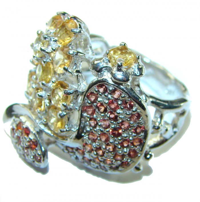 Luxurious emerald cut 14.2 carat Citrine .925 Sterling Silver handmade Ring s. 8 3/4 - photo 1