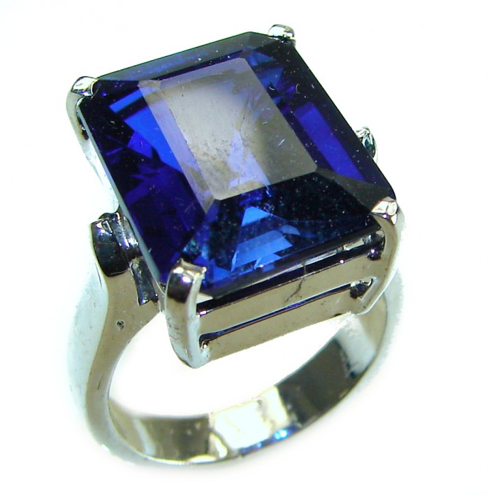 Divine Beauty 10.8 carat London Blue Topaz .925 Sterling Silver handcrafted Ring size 6 3/4 - photo 2