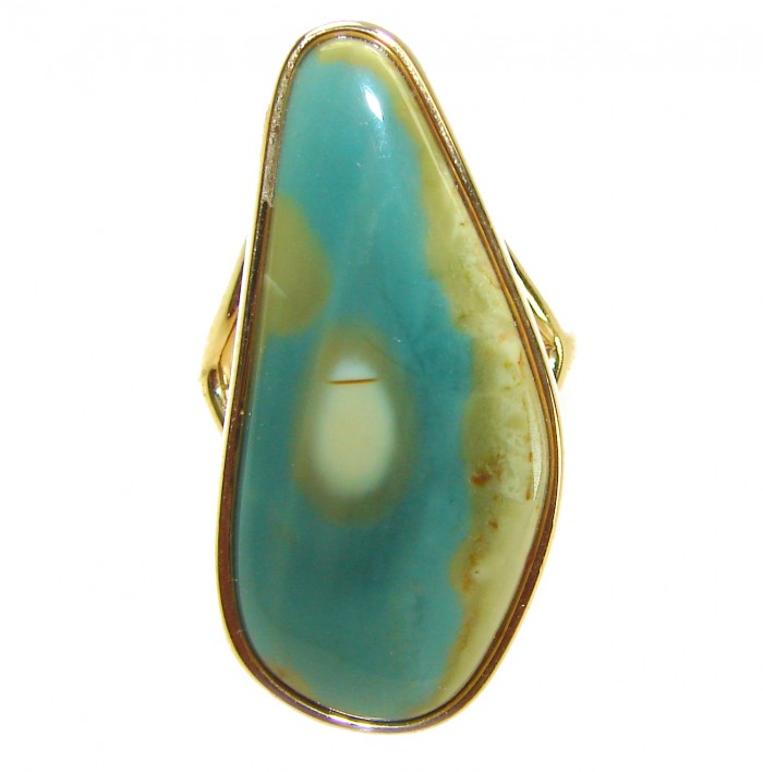 Genuine Top quality Imperial Jasper 14K Gold over .925 Sterling Silver handcrafted ring s. 10 - Front view of Imperial Jasper ring in 14K gold over sterling silver.