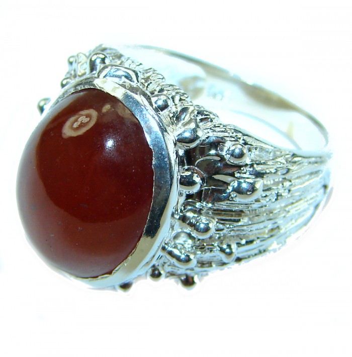 Blooming Rose Red Authentic Garnet .925 Sterling Silver handcrafted Ring size 7 - photo 1