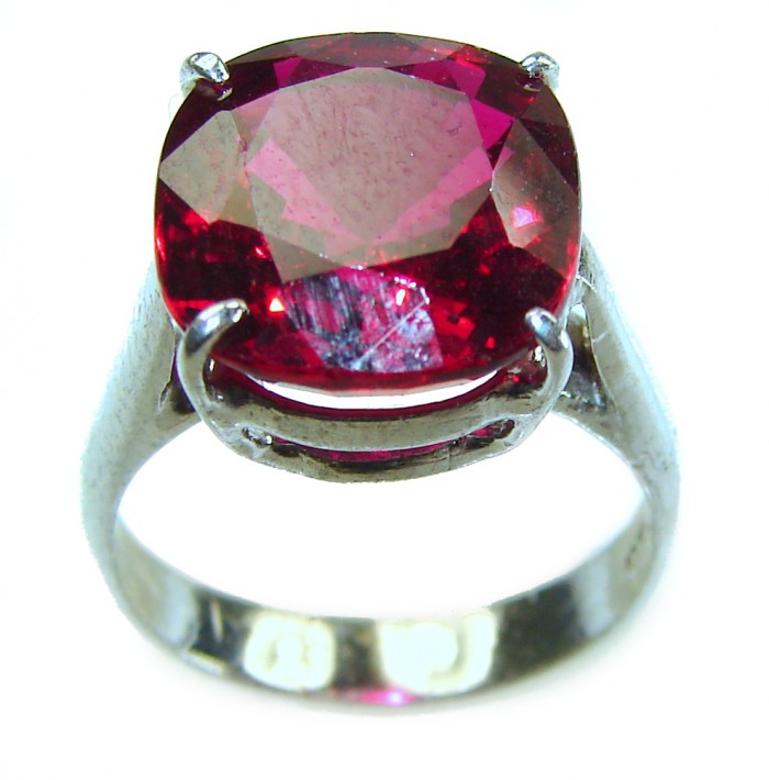 Red Passion 12.5 carat Red Topaz .925 Silver handcrafted Cocktail Ring s. 7 - photo 3