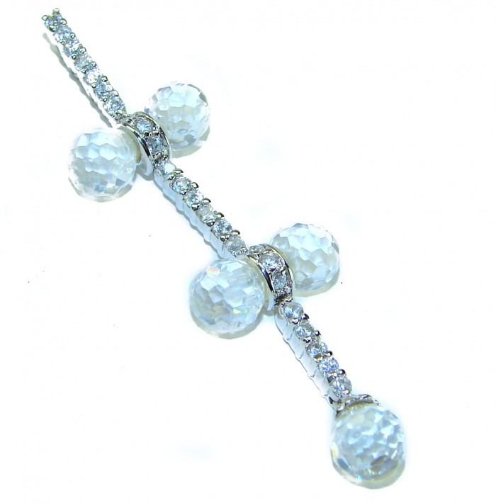 Vintage style- genuine 10.5 carat White Topaz .925 Sterling Silver handmade Pendant - photo 3