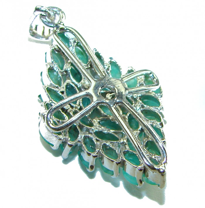 Precious Genuine 14.5 carat Emerald .925 Sterling Silver handmade Pendant - photo 1