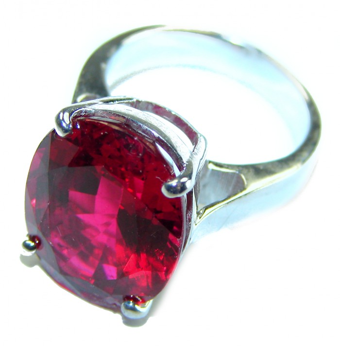 Red Passion 12.5 carat Red Topaz .925 Silver handcrafted Cocktail Ring s. 5 1/4 - photo 1