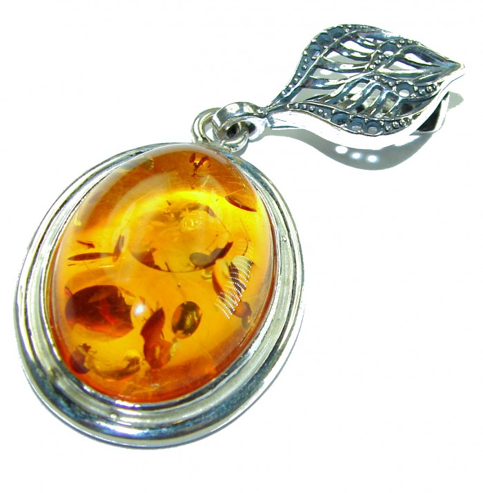 Excellent Baltic Amber .925 Sterling Silver entirely handcrafted PENDANT - photo 3