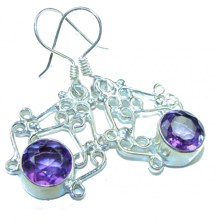 4.8 carat Amethyst .925 Sterling Silver Handcrafted earrings - photo 3