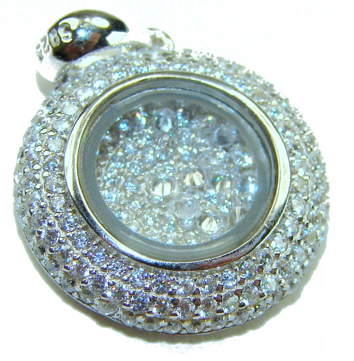 Floating Memories 10.5 carat White Topaz .925 Sterling Silver Handcrafted Statement pendant - Floating Memories pendant, top view, white topaz, sterling silver