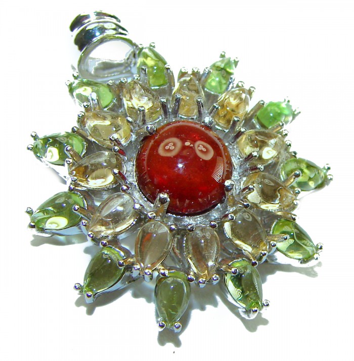 Carmen authentic 4.5 carat Garnet .925 Sterling Silver handcrafted pendant - photo 3