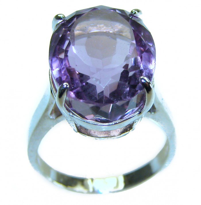 7.2 carat Amethyst .925 Sterling Silver Handcrafted Ring size 5 1/2 - photo 3
