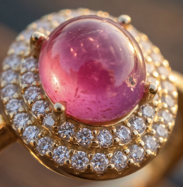 Blooming Garden 3.8 carat Mozambique Ruby rhodium over .925 Sterling Silver handmade Statement Ring size 7 - Stone close-up of Blooming Garden 3.8 carat Mozambique Ruby ring