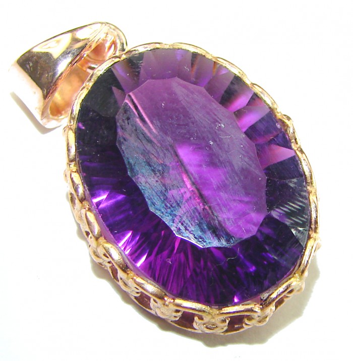 18.6 carat Perfect faceted Amethyst .925 Sterling Silver handcrafted Pendant - photo 3