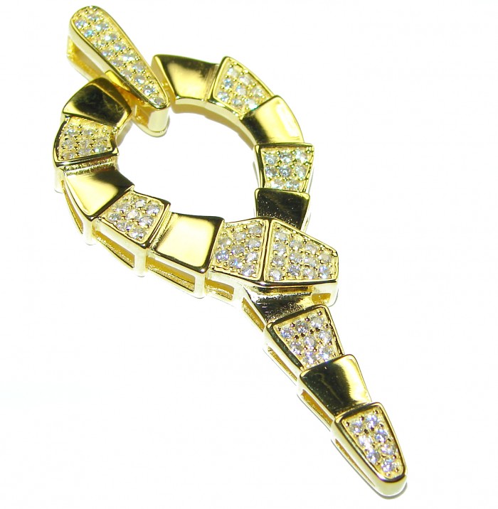 The Egyptian Cobra White Sapphire 18K Gold over .925 Sterling Silver Pendant - photo 1