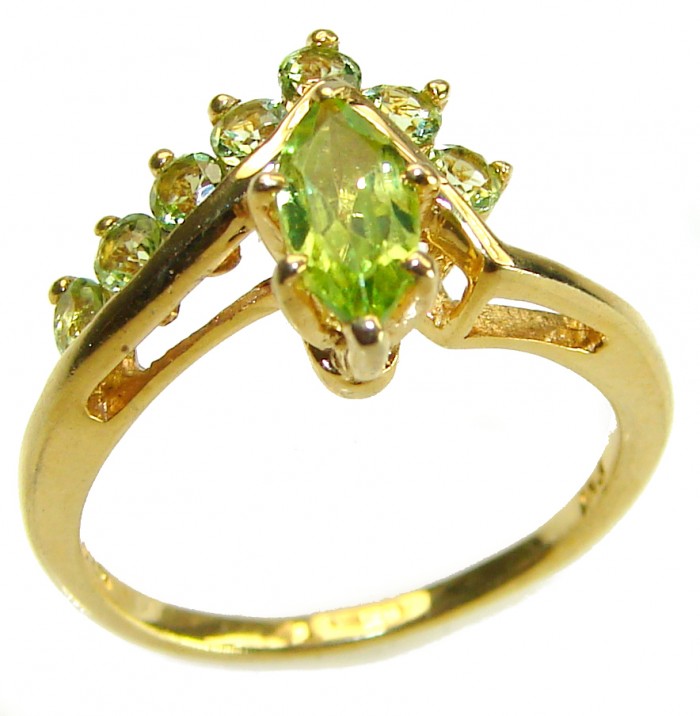 Alessia authentic 2.9 carat Peridot 18K Gold over .925 Sterling Silver handmade Ring s. 6 1/2 - photo 3