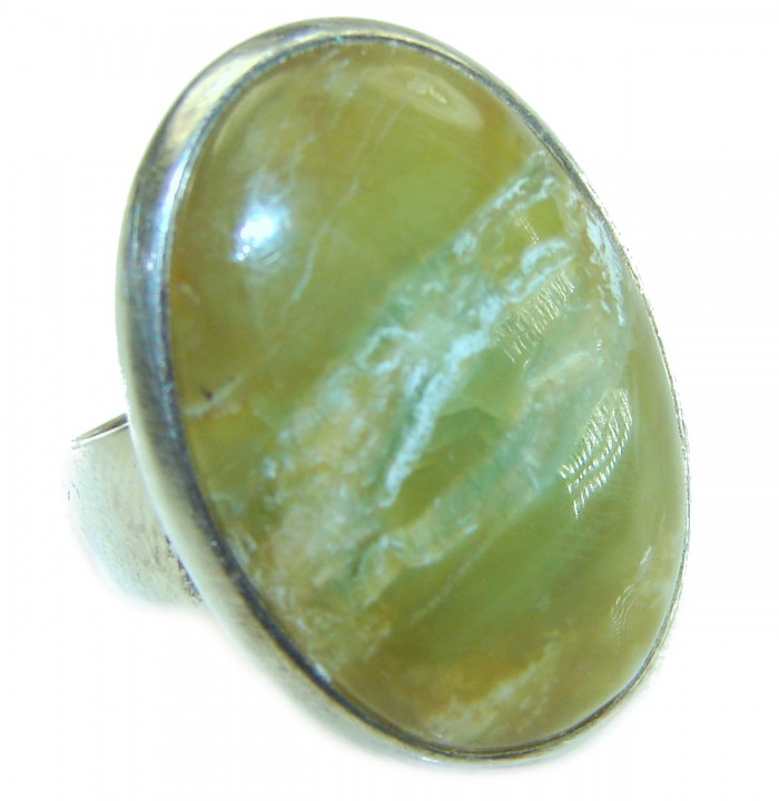 Peruvian Opal .925 Sterling Silver handcrafted ring; s. 7 - Close-up of Peruvian Opal .925 Sterling Silver ring, size 7